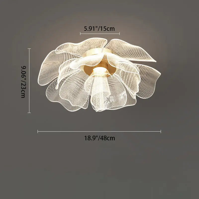 Modern Luxury Flower Petal Dome Iron Acrylic LED Flush Mount Ceiling Light For Bedroom Cuvalon