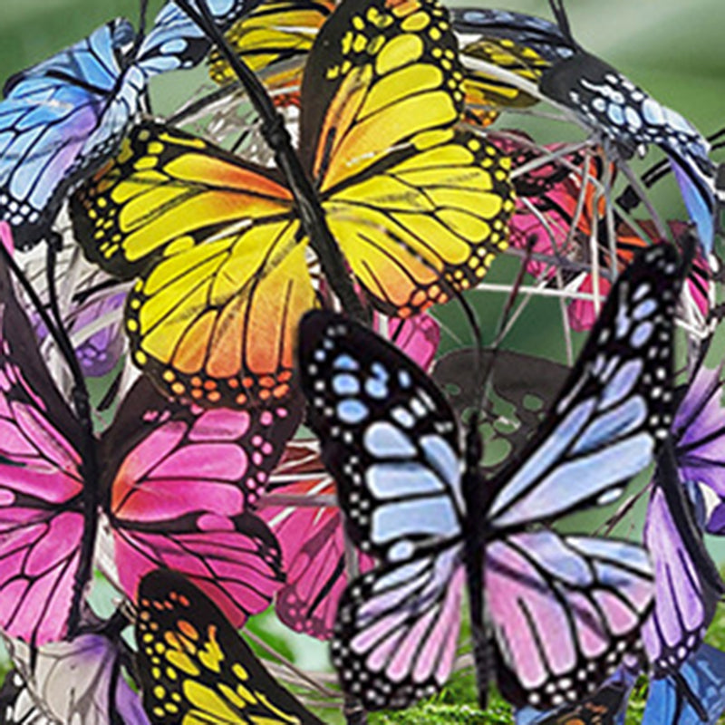 Modern Art Deco Hanging Solar Waterproof Butterfly Ball Round Iron LED Outdoor Light For Garden Cuvalon