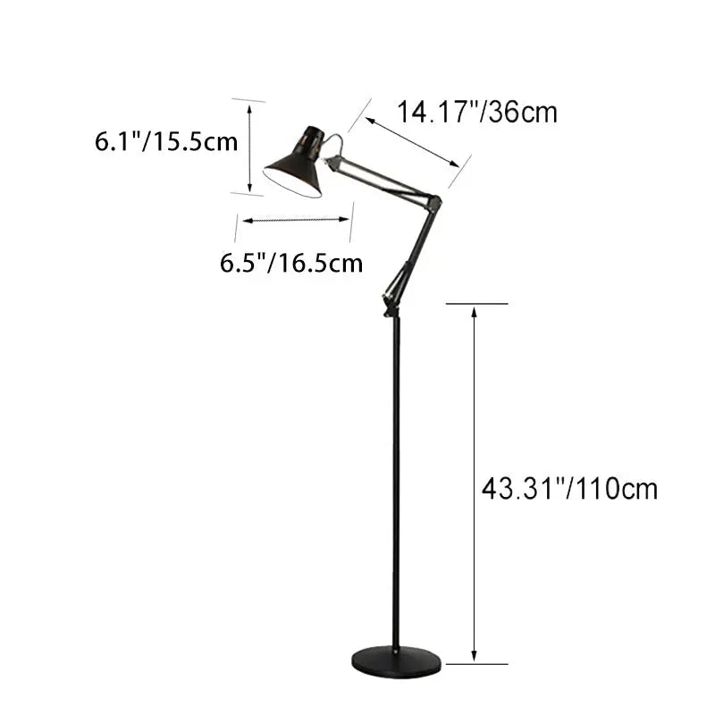 Contemporary Scandinavian Retractable Swivel Round Iron 1-Light Standing Floor Lamp For Bedroom Cuvalon