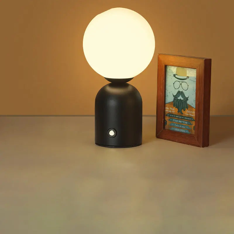 Contemporary Scandinavian Round Orb USB Iron Acrylic LED Table Lamp For Bedroom Cuvalon