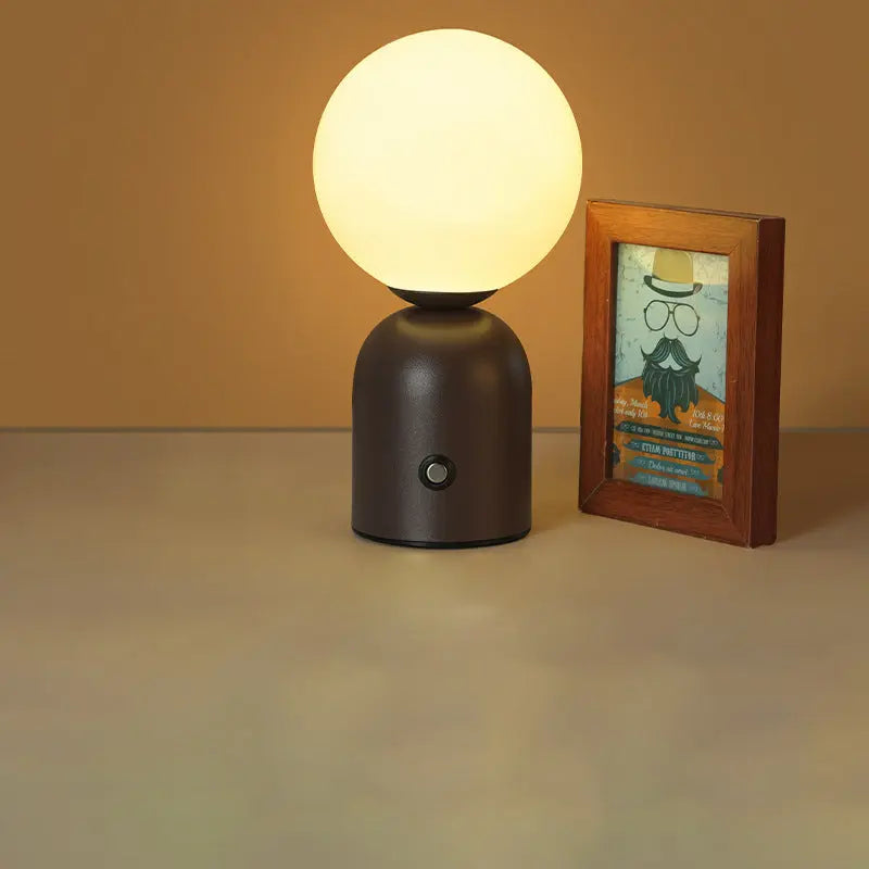 Contemporary Scandinavian Round Orb USB Iron Acrylic LED Table Lamp For Bedroom Cuvalon