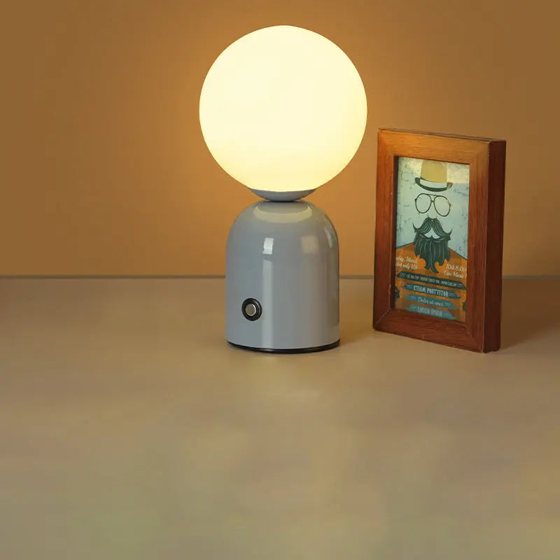 Contemporary Scandinavian Round Orb USB Iron Acrylic LED Table Lamp For Bedroom Cuvalon