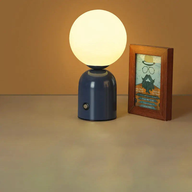 Contemporary Scandinavian Round Orb USB Iron Acrylic LED Table Lamp For Bedroom Cuvalon