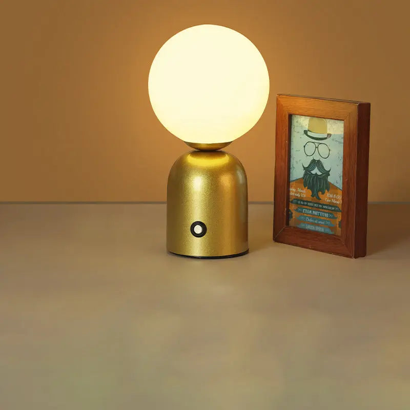 Contemporary Scandinavian Round Orb USB Iron Acrylic LED Table Lamp For Bedroom Cuvalon