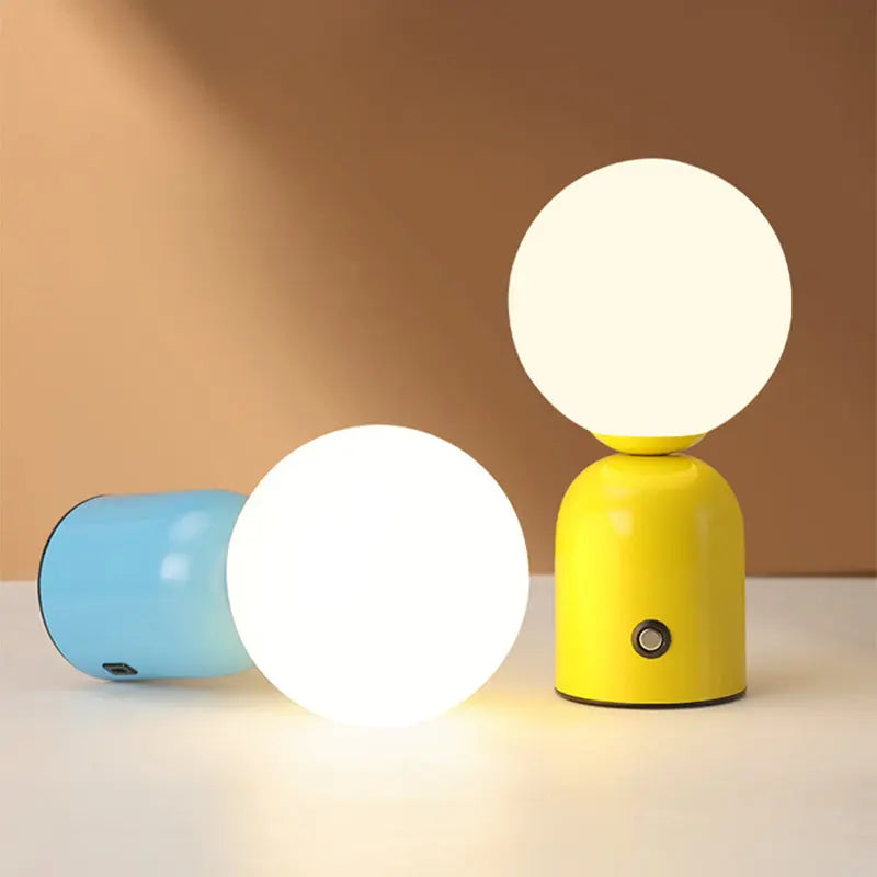 Contemporary Scandinavian Round Orb USB Iron Acrylic LED Table Lamp For Bedroom Cuvalon