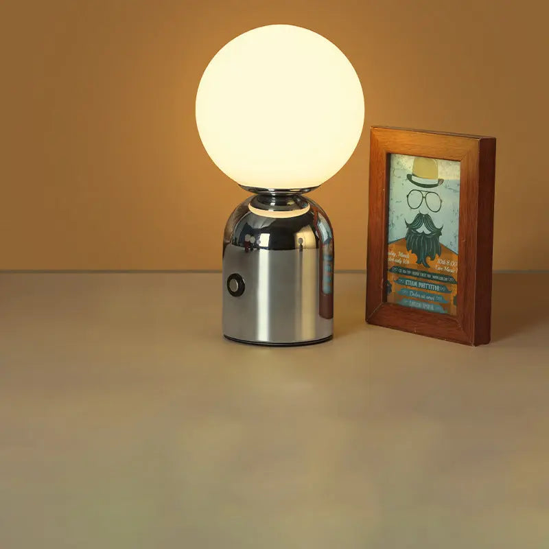 Contemporary Scandinavian Round Orb USB Iron Acrylic LED Table Lamp For Bedroom Cuvalon