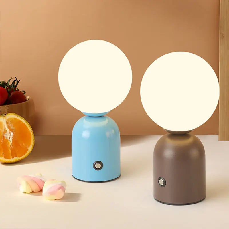 Contemporary Scandinavian Round Orb USB Iron Acrylic LED Table Lamp For Bedroom Cuvalon