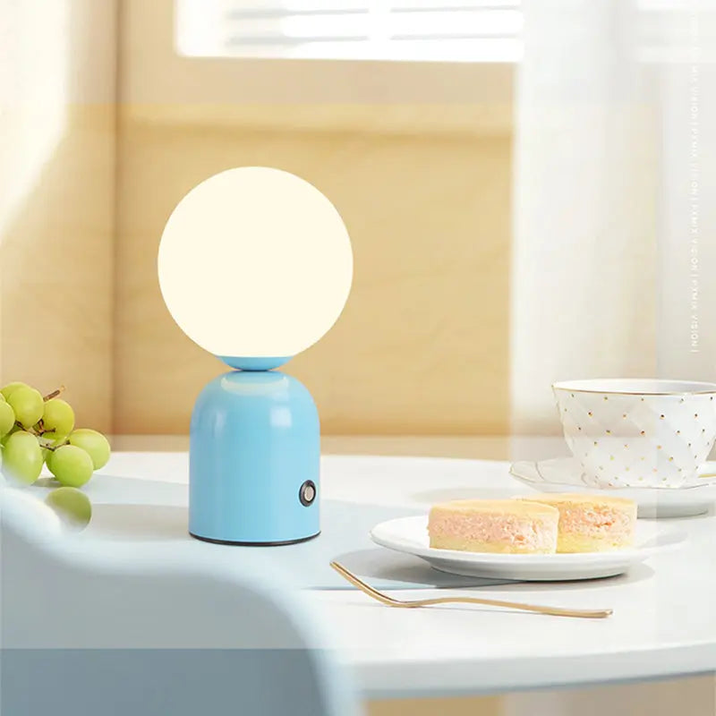 Contemporary Scandinavian Round Orb USB Iron Acrylic LED Table Lamp For Bedroom Cuvalon