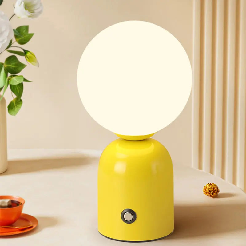 Contemporary Scandinavian Round Orb USB Iron Acrylic LED Table Lamp For Bedroom Cuvalon