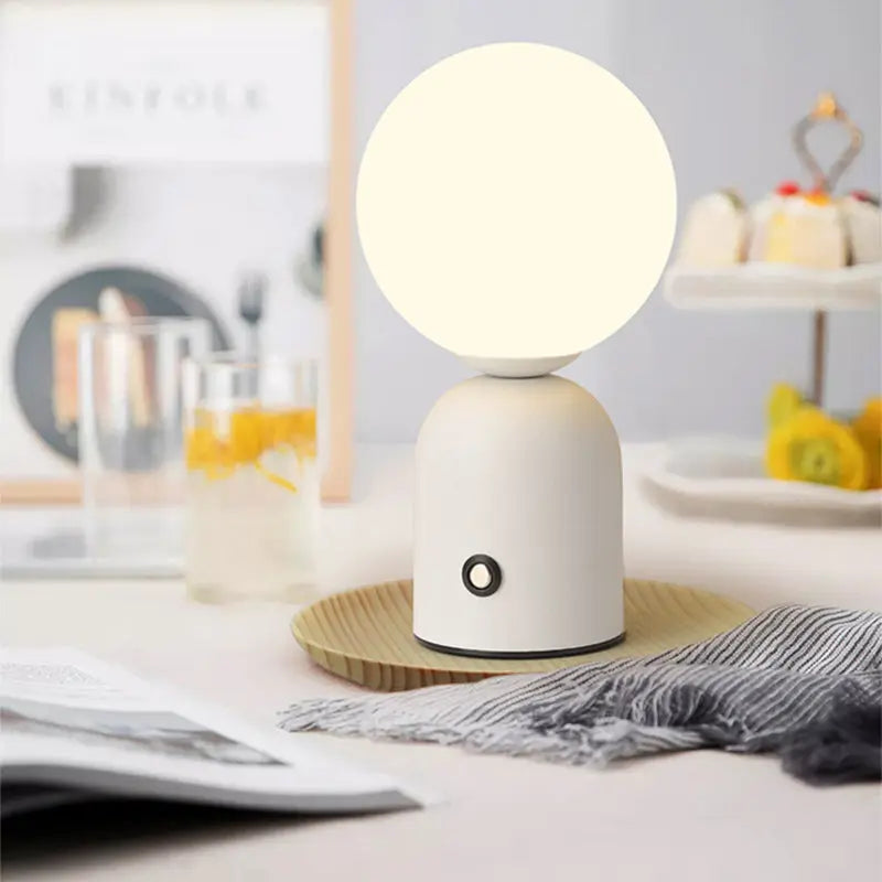 Contemporary Scandinavian Round Orb USB Iron Acrylic LED Table Lamp For Bedroom Cuvalon