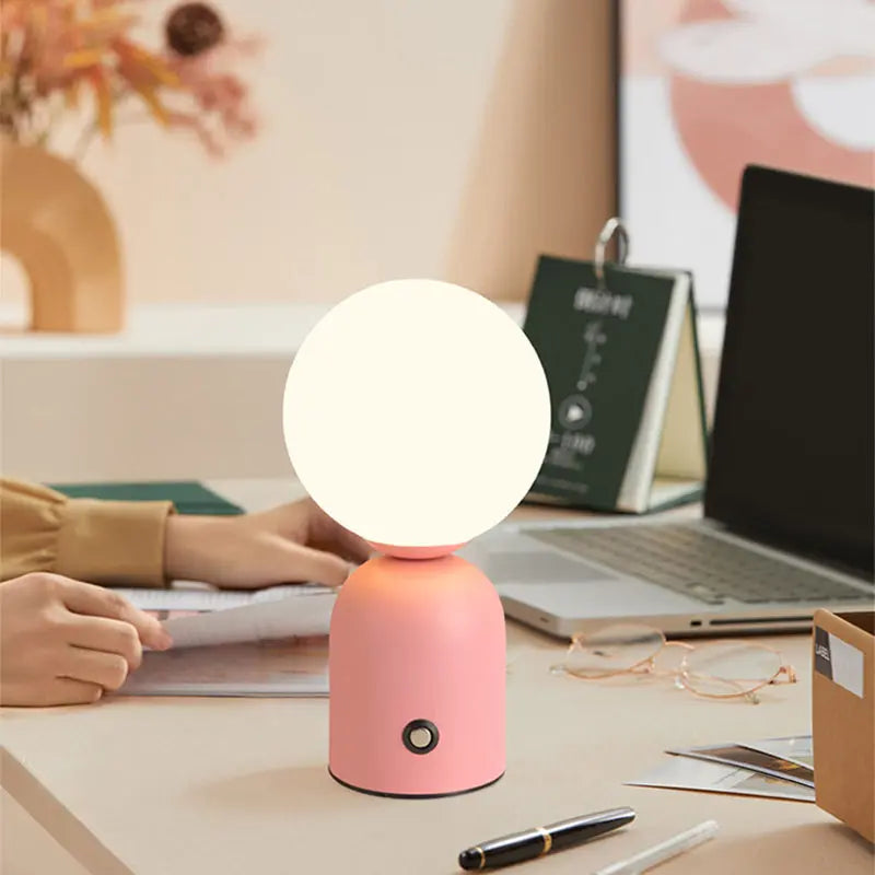 Contemporary Scandinavian Round Orb USB Iron Acrylic LED Table Lamp For Bedroom Cuvalon