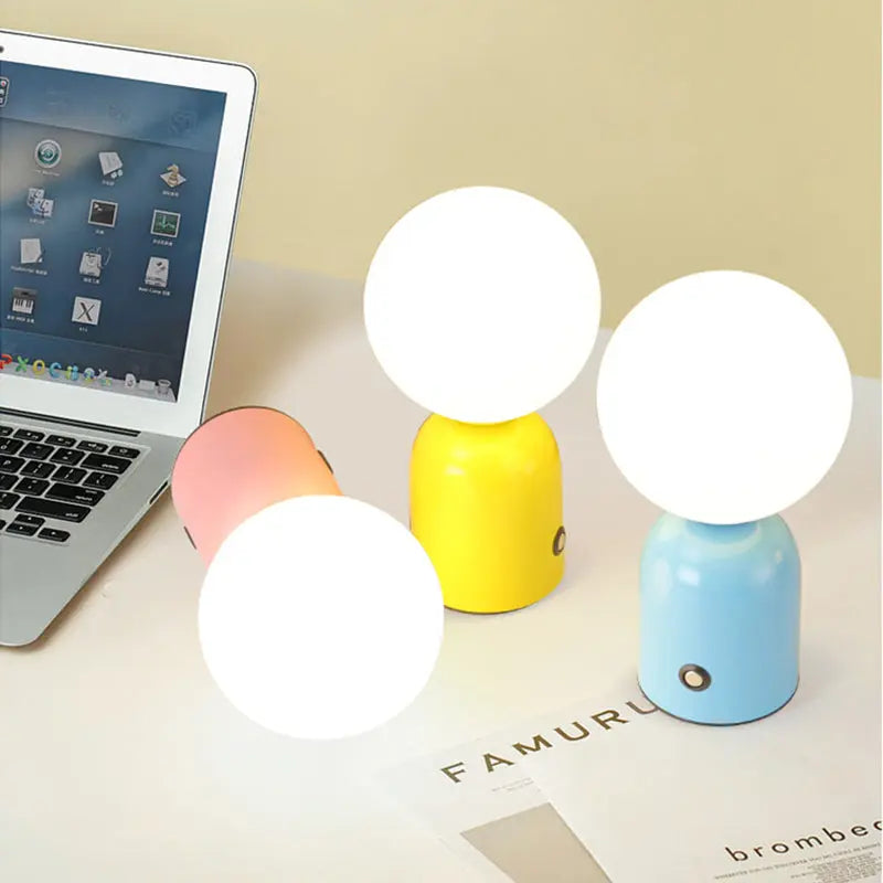 Contemporary Scandinavian Round Orb USB Iron Acrylic LED Table Lamp For Bedroom Cuvalon