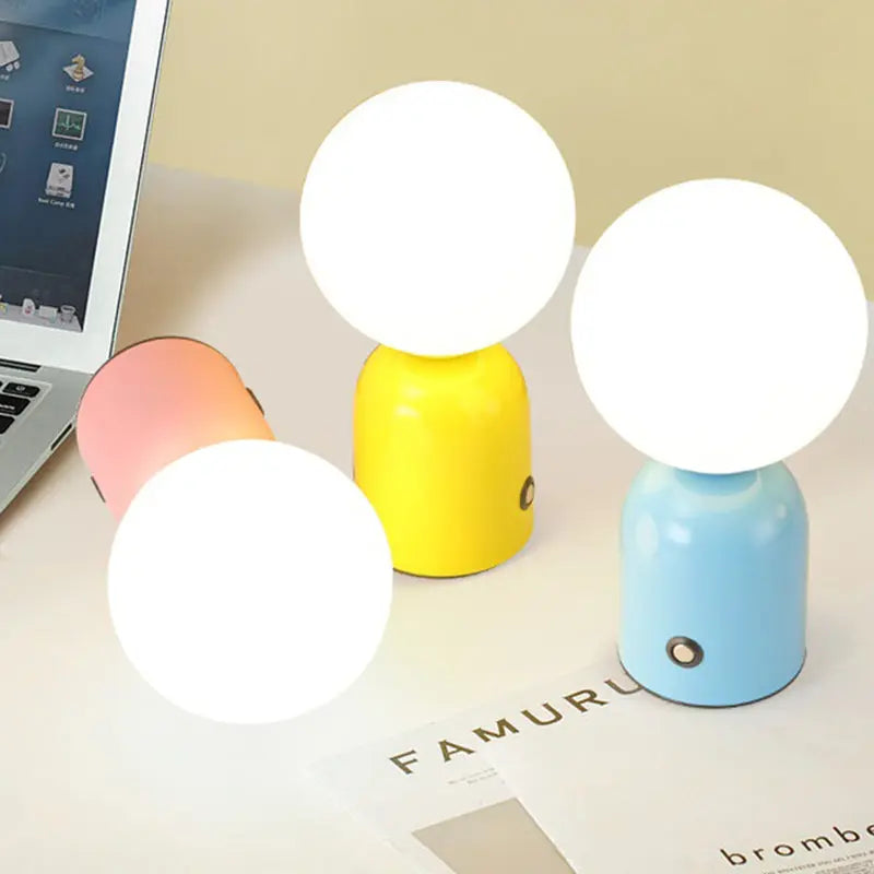 Contemporary Scandinavian Round Orb USB Iron Acrylic LED Table Lamp For Bedroom Cuvalon