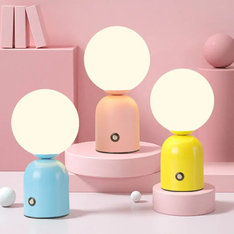 Contemporary Scandinavian Round Orb USB Iron Acrylic LED Table Lamp For Bedroom Cuvalon