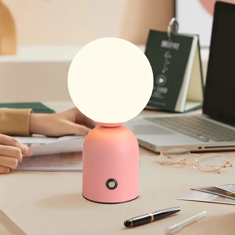 Contemporary Scandinavian Round Orb USB Iron Acrylic LED Table Lamp For Bedroom Cuvalon