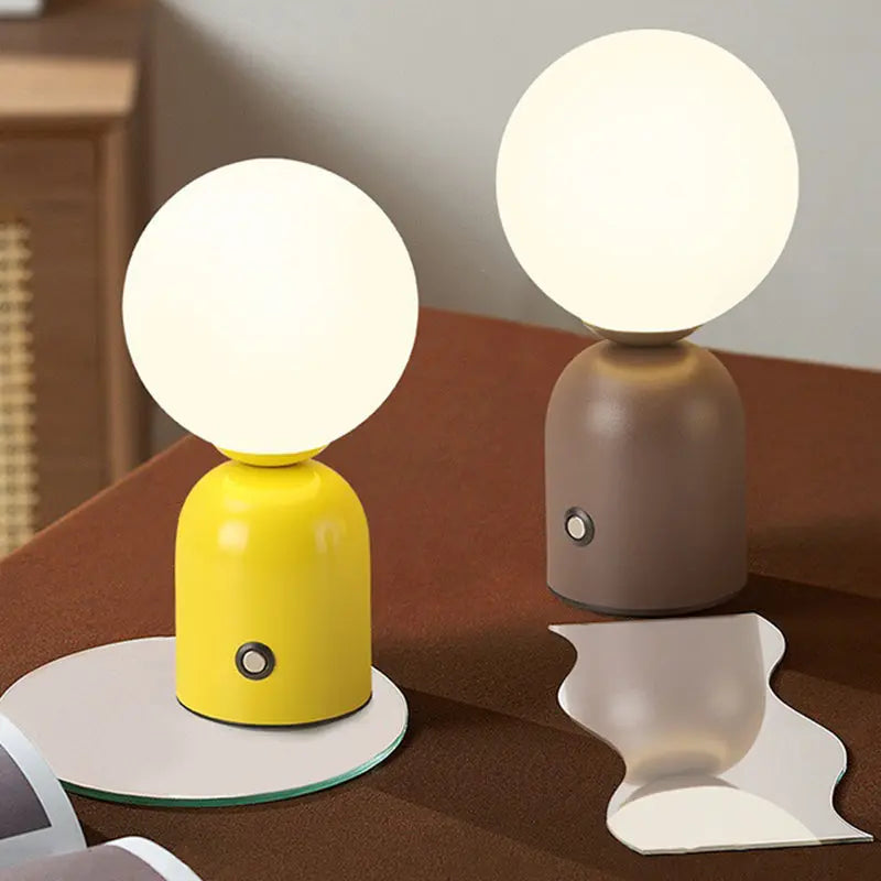 Contemporary Scandinavian Round Orb USB Iron Acrylic LED Table Lamp For Bedroom Cuvalon
