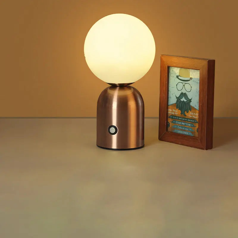 Contemporary Scandinavian Round Orb USB Iron Acrylic LED Table Lamp For Bedroom Cuvalon