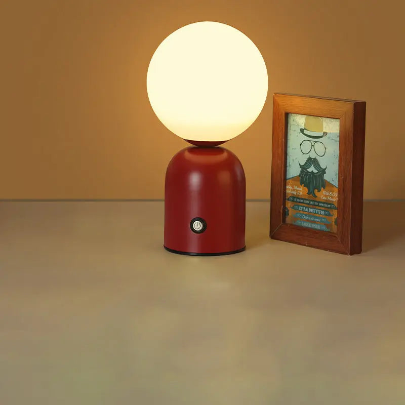 Contemporary Scandinavian Round Orb USB Iron Acrylic LED Table Lamp For Bedroom Cuvalon