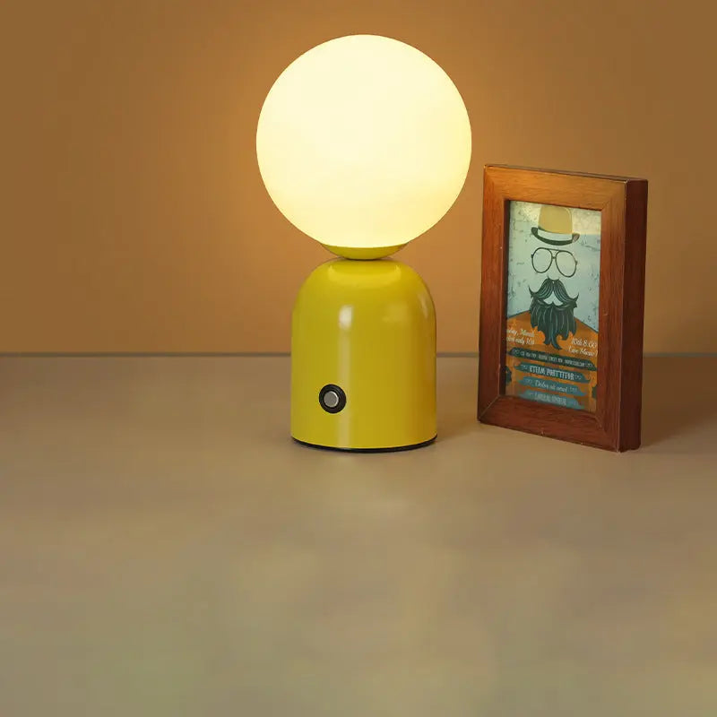 Contemporary Scandinavian Round Orb USB Iron Acrylic LED Table Lamp For Bedroom Cuvalon