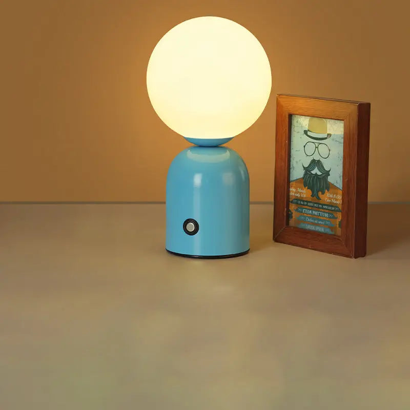 Contemporary Scandinavian Round Orb USB Iron Acrylic LED Table Lamp For Bedroom Cuvalon