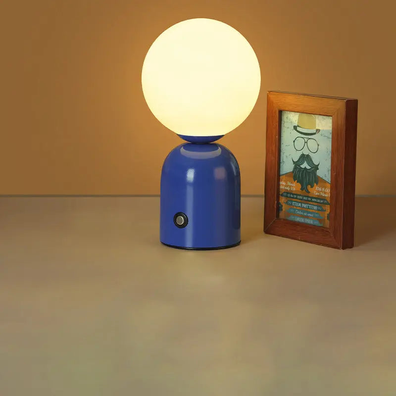 Contemporary Scandinavian Round Orb USB Iron Acrylic LED Table Lamp For Bedroom Cuvalon