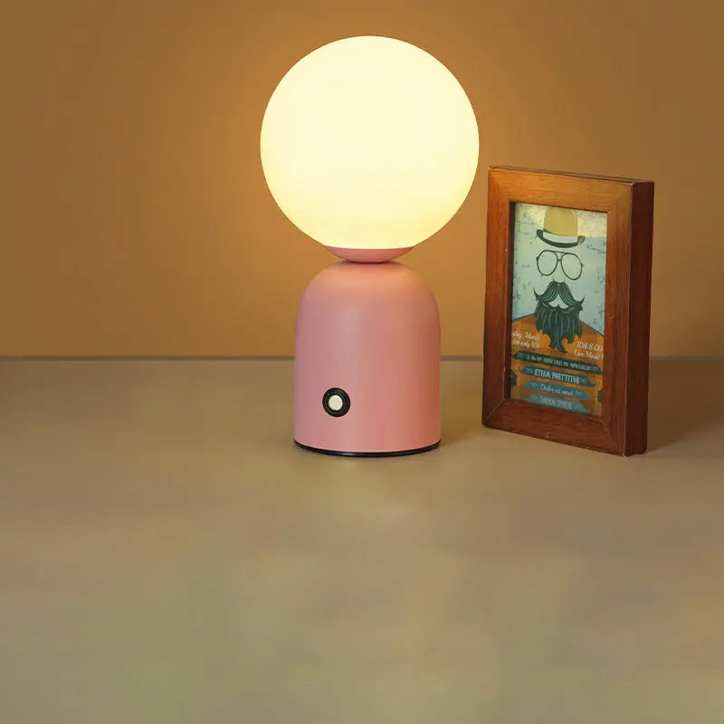 Contemporary Scandinavian Round Orb USB Iron Acrylic LED Table Lamp For Bedroom Cuvalon