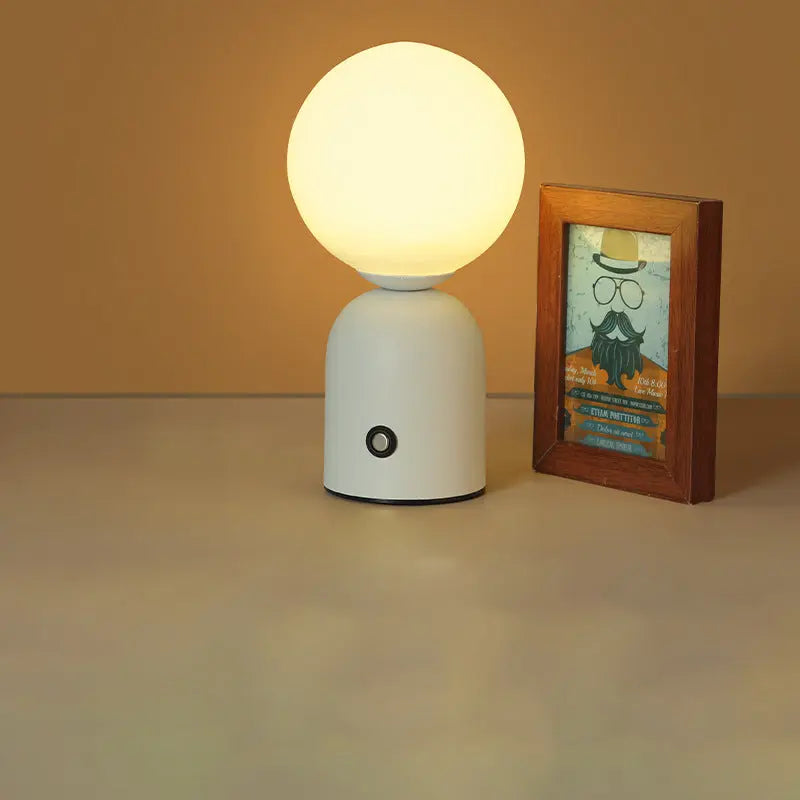 Contemporary Scandinavian Round Orb USB Iron Acrylic LED Table Lamp For Bedroom Cuvalon