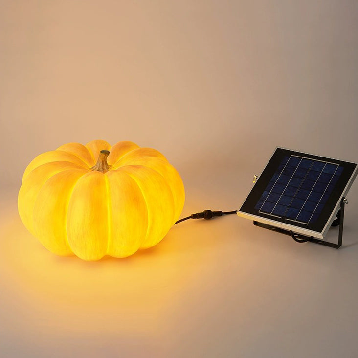Modern Art Deco Solar Waterproof Pumpkin Round Resin LED Outdoor Light For Garden Cuvalon