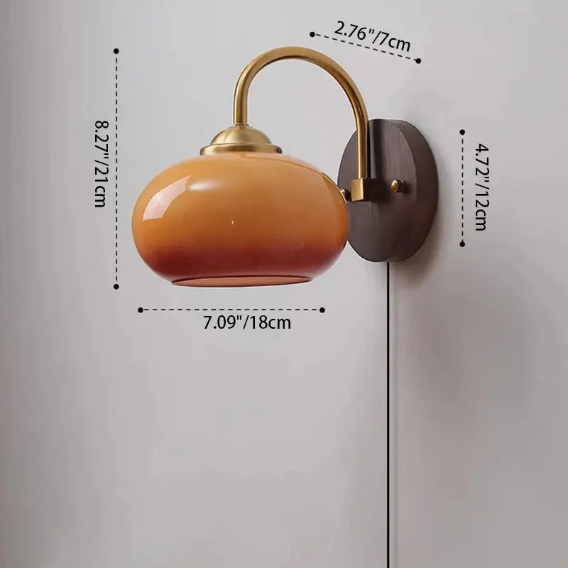 Modern Mid-Century Cream Round Oval Ash Wood Glass 1-Light Wall Sconce Lamp For Bedroom Cuvalon