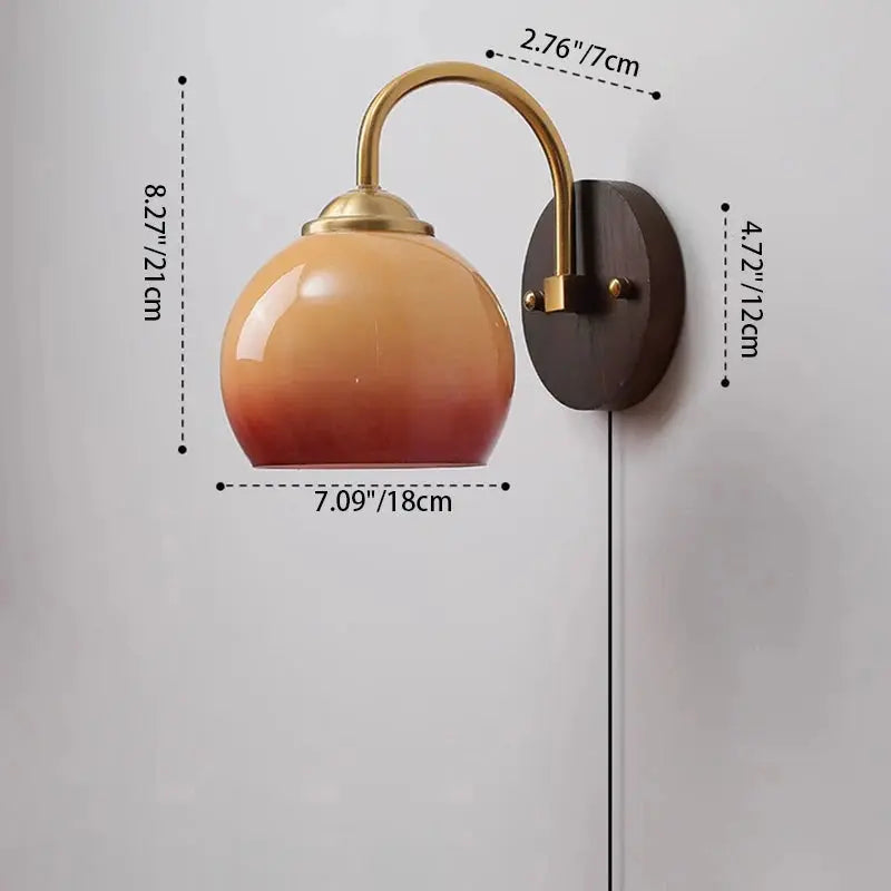 Modern Mid-Century Cream Round Oval Ash Wood Glass 1-Light Wall Sconce Lamp For Bedroom Cuvalon