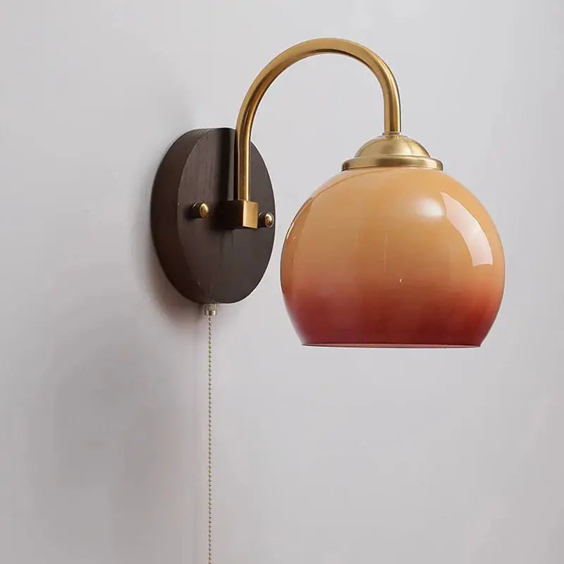 Modern Mid-Century Cream Round Oval Ash Wood Glass 1-Light Wall Sconce Lamp For Bedroom Cuvalon