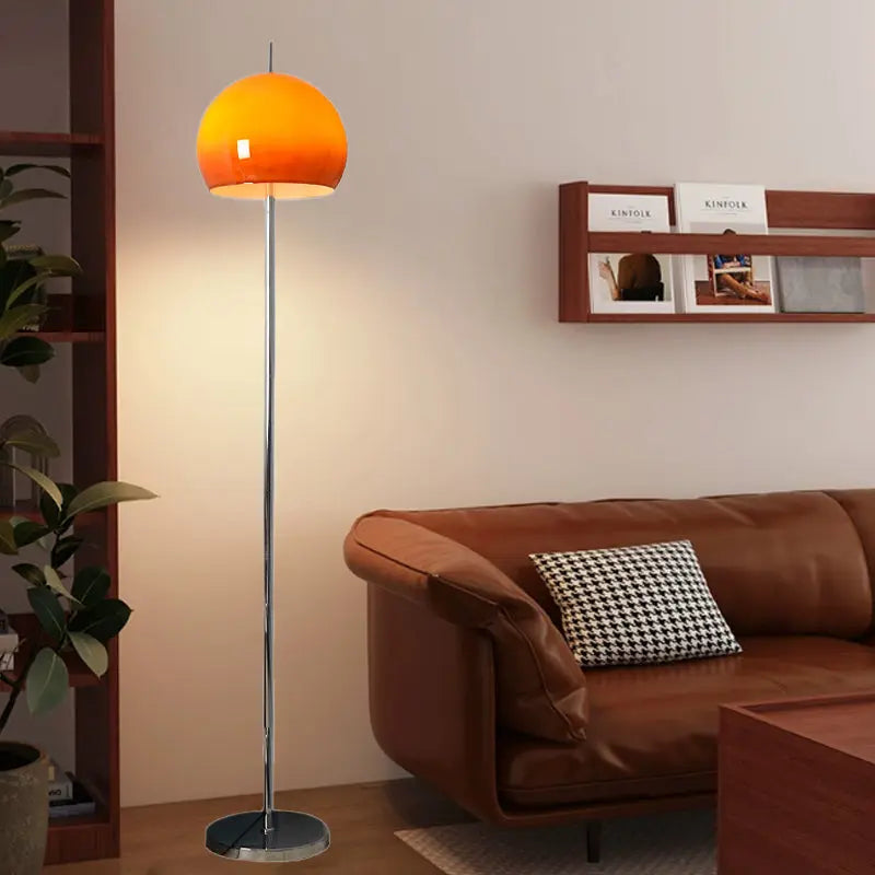 Modern Mid-Century Mushroom Round Iron Acrylic 2-Light Standing Floor Lamp For Living Room Cuvalon