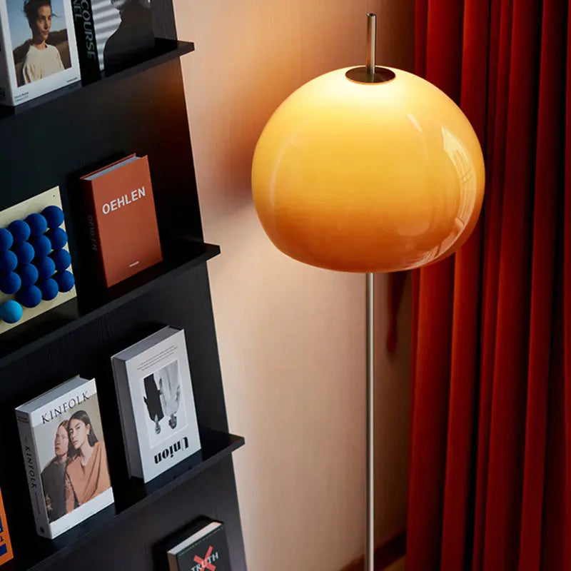 Modern Mid-Century Mushroom Round Iron Acrylic 2-Light Standing Floor Lamp For Living Room Cuvalon
