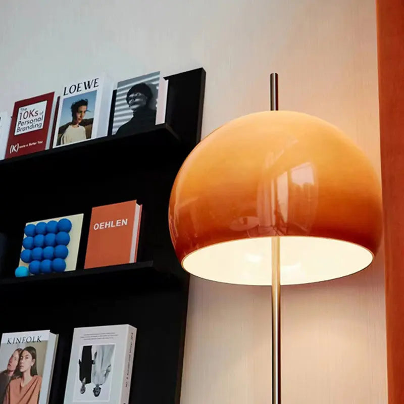 Modern Mid-Century Mushroom Round Iron Acrylic 2-Light Standing Floor Lamp For Living Room Cuvalon