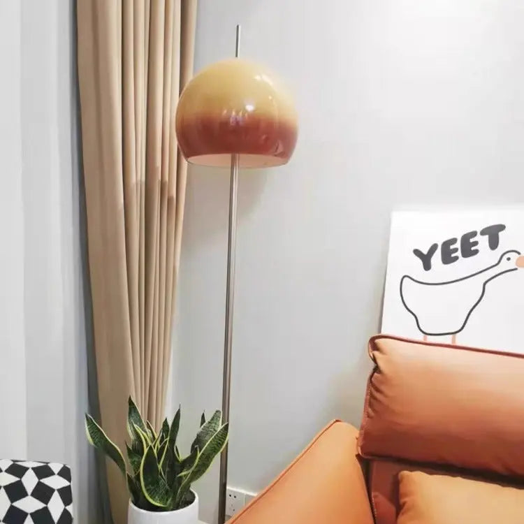 Modern Mid-Century Mushroom Round Iron Acrylic 2-Light Standing Floor Lamp For Living Room Cuvalon