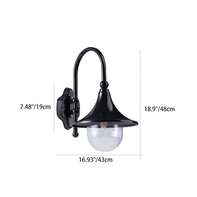Contemporary Industrial Waterproof Horn Shape Round Cone Aluminum Acrylic 1-Light Wall Sconce Lamp For Outdoor Cuvalon