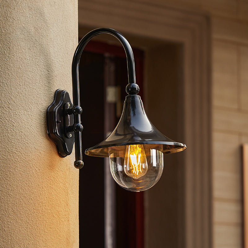 Contemporary Industrial Waterproof Horn Shape Round Cone Aluminum Acrylic 1-Light Wall Sconce Lamp For Outdoor Cuvalon