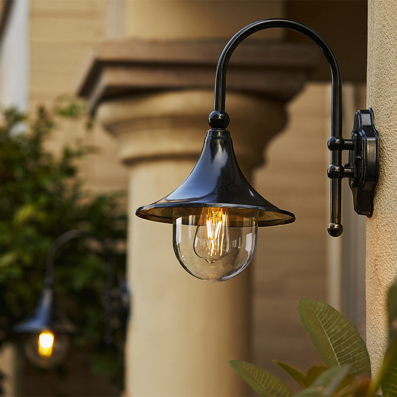 Contemporary Industrial Waterproof Horn Shape Round Cone Aluminum Acrylic 1-Light Wall Sconce Lamp For Outdoor Cuvalon