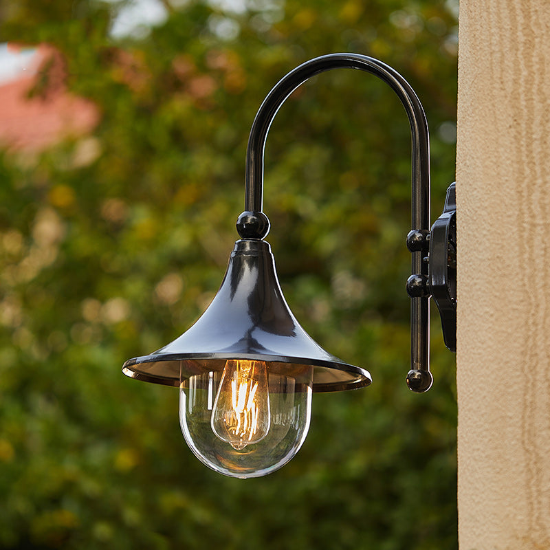 Contemporary Industrial Waterproof Horn Shape Round Cone Aluminum Acrylic 1-Light Wall Sconce Lamp For Outdoor Cuvalon