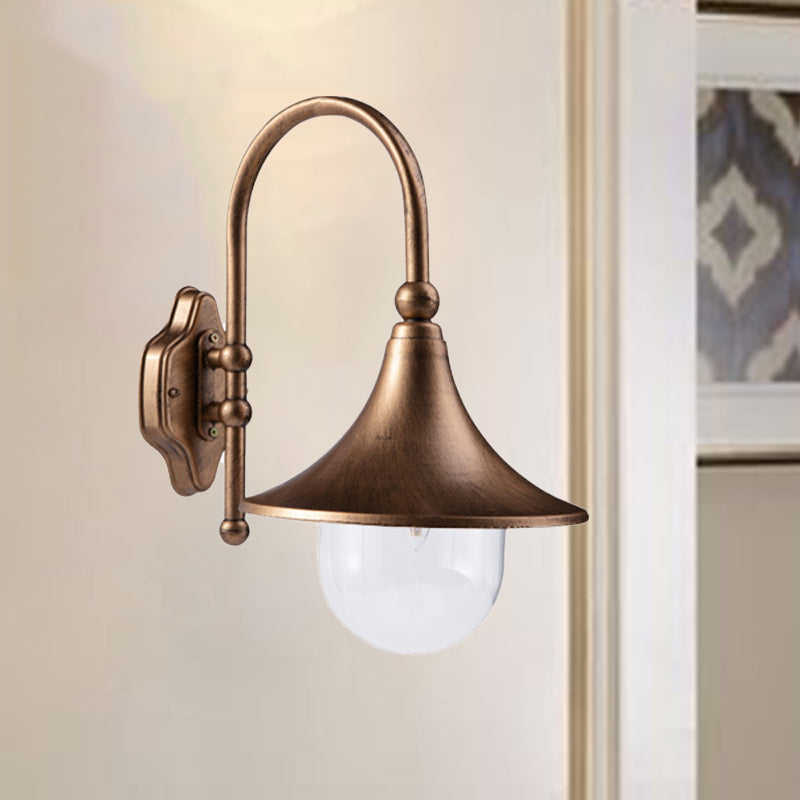 Contemporary Industrial Waterproof Horn Shape Round Cone Aluminum Acrylic 1-Light Wall Sconce Lamp For Outdoor Cuvalon