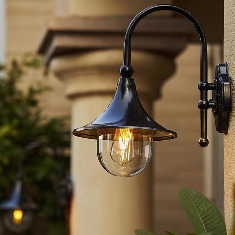 Contemporary Industrial Waterproof Horn Shape Round Cone Aluminum Acrylic 1-Light Wall Sconce Lamp For Outdoor Cuvalon