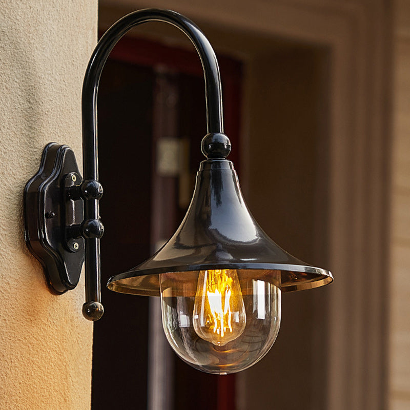 Contemporary Industrial Waterproof Horn Shape Round Cone Aluminum Acrylic 1-Light Wall Sconce Lamp For Outdoor Cuvalon
