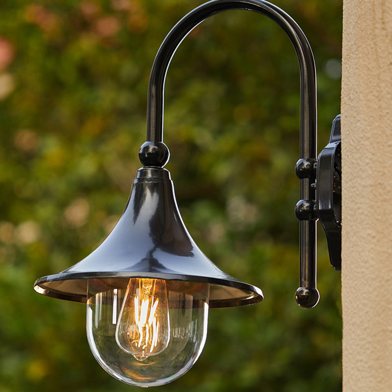 Contemporary Industrial Waterproof Horn Shape Round Cone Aluminum Acrylic 1-Light Wall Sconce Lamp For Outdoor Cuvalon