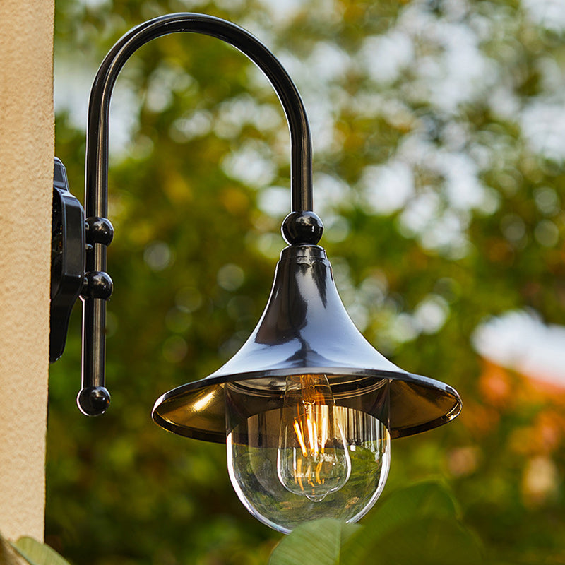 Contemporary Industrial Waterproof Horn Shape Round Cone Aluminum Acrylic 1-Light Wall Sconce Lamp For Outdoor Cuvalon