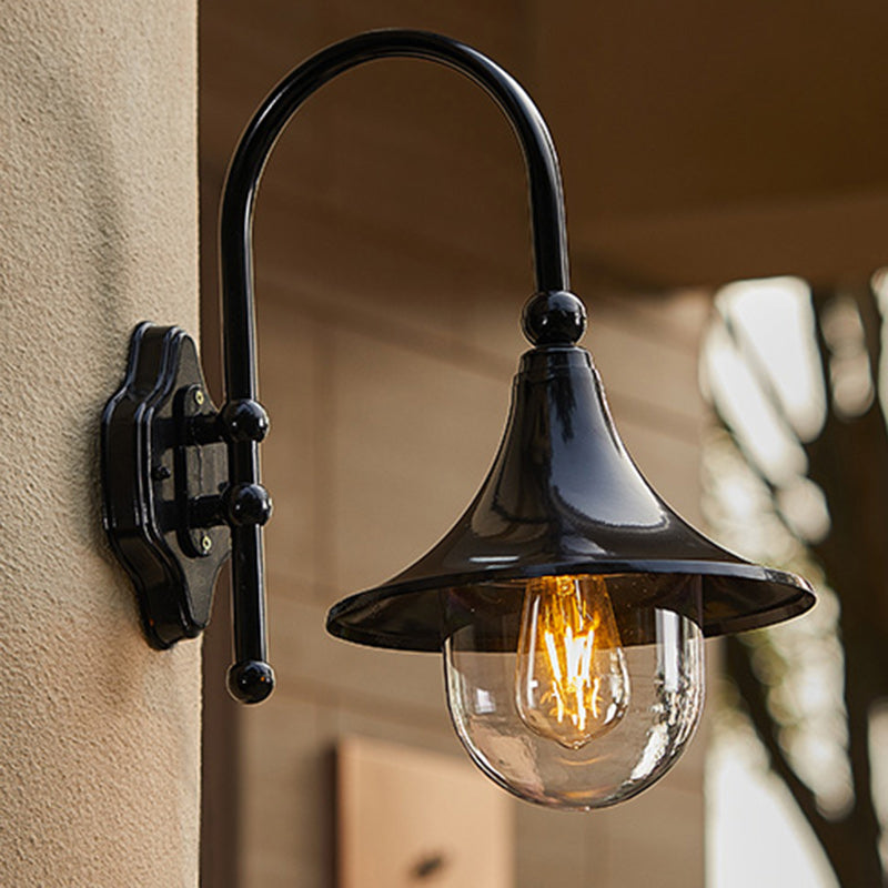 Contemporary Industrial Waterproof Horn Shape Round Cone Aluminum Acrylic 1-Light Wall Sconce Lamp For Outdoor Cuvalon