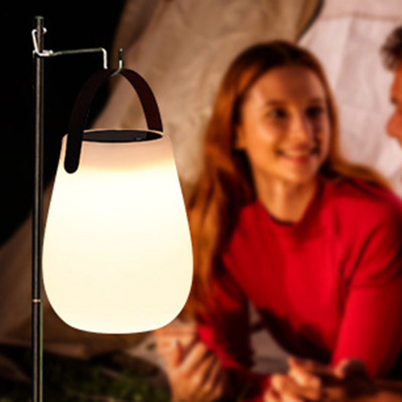 Modern Minimalist Solar Waterproof Portable PE Round Cylinder Cone LED Outdoor Light For Outdoor Cuvalon
