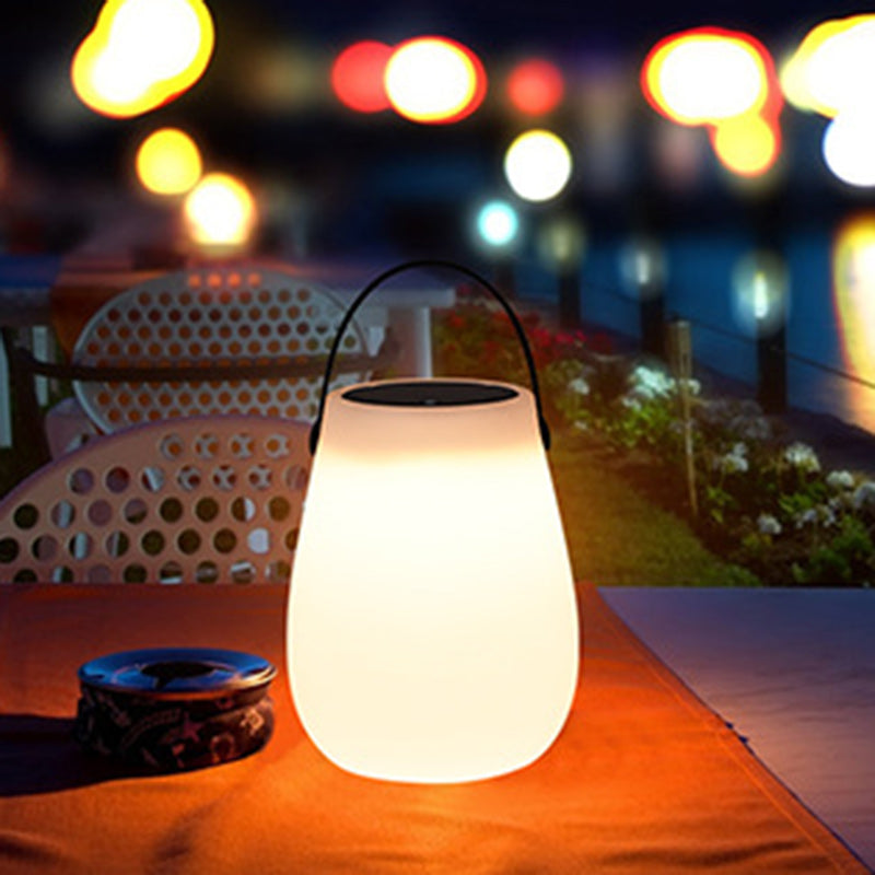 Modern Minimalist Solar Waterproof Portable PE Round Cylinder Cone LED Outdoor Light For Outdoor Cuvalon