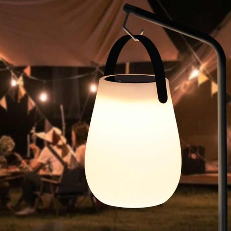 Modern Minimalist Solar Waterproof Portable PE Round Cylinder Cone LED Outdoor Light For Outdoor Cuvalon