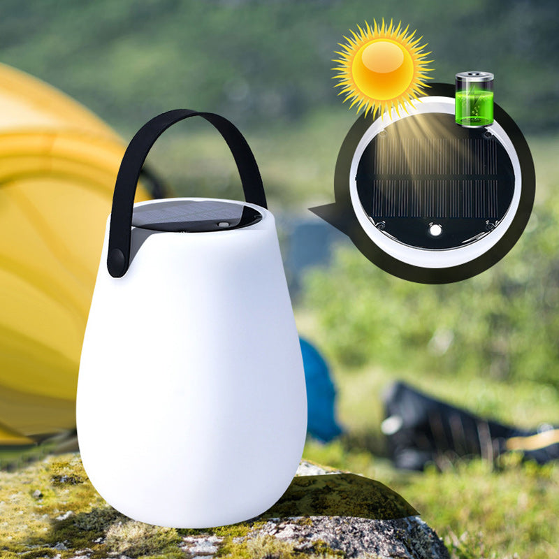 Modern Minimalist Solar Waterproof Portable PE Round Cylinder Cone LED Outdoor Light For Outdoor Cuvalon