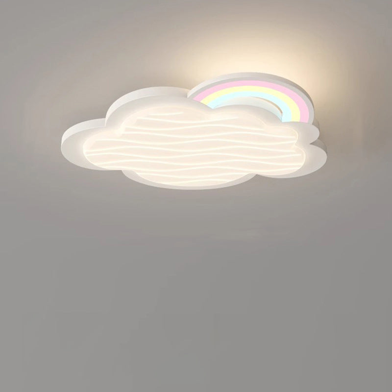 Contemporary Creative Kids Cartoon Cloud Sun Rainbow Iron Acrylic LED Flush Mount Ceiling Light For Bedroom Cuvalon